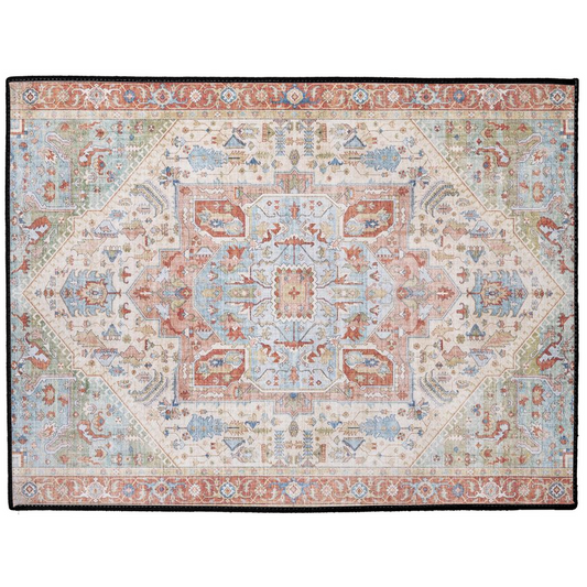 Anshan Persian Indoor/Outdoor Floor Mat Antique Faded Blue Red