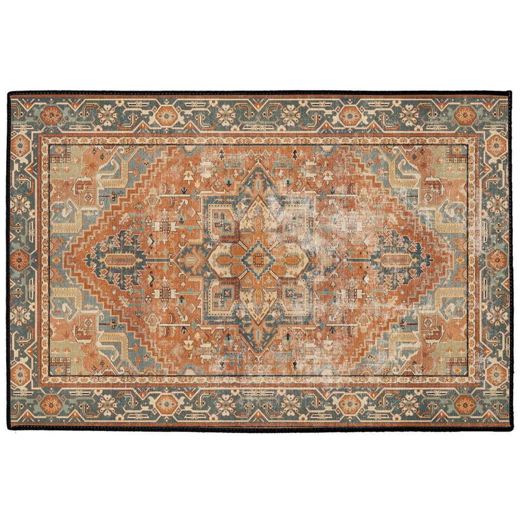 Parsa Persian Indoor/Outdoor Floor Mat Antique Bronze Spice Blue