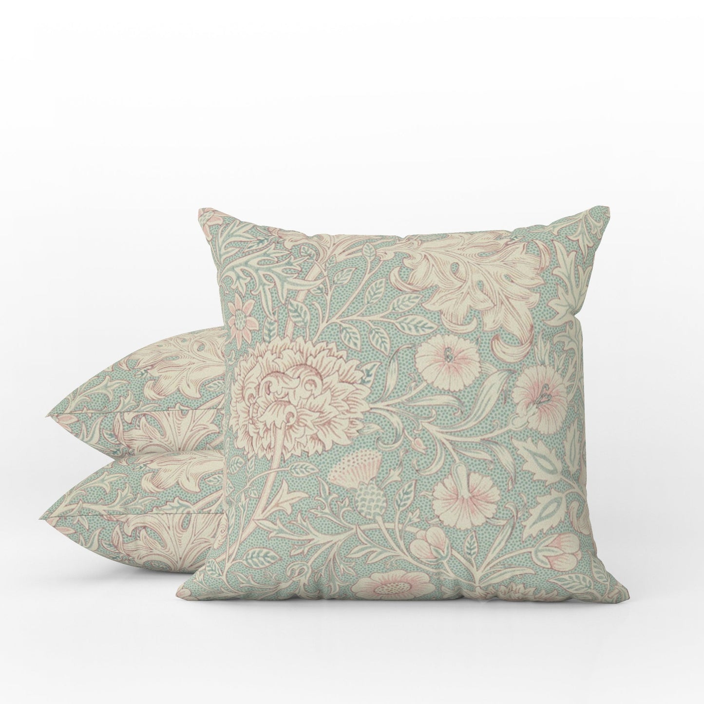 Chrysanthemum Outdoor Pillow William Morris Blue Pink