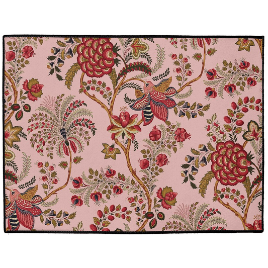 Coromandel Chintz Indoor/Outdoor Floor Mat Rose Red Floral