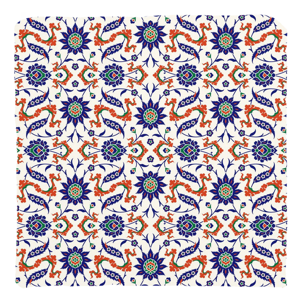 Theodora Ottoman Cotton Pillows Dark Blue & Orange