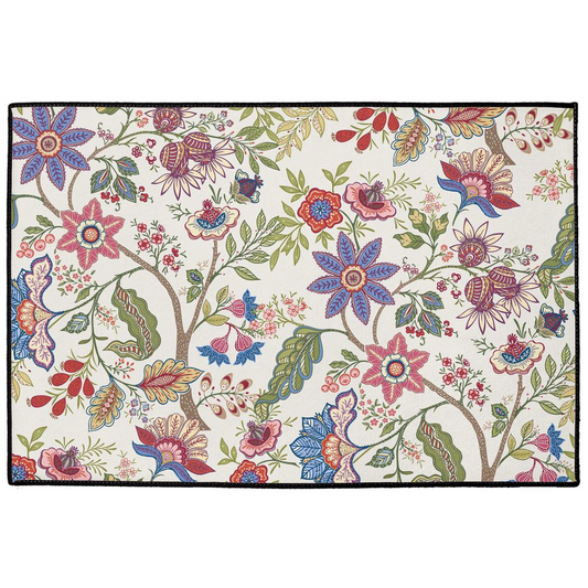 Mandalay Chintz Indoor/Outdoor Floor Mat Cream Green Pink Floral