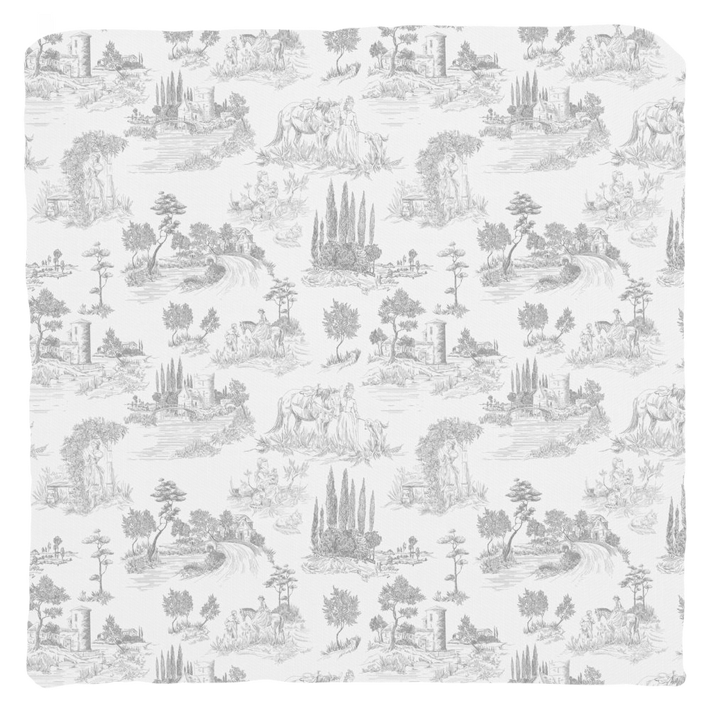 Vintage French Cotton Pillows Light Grey Toile de Jouy