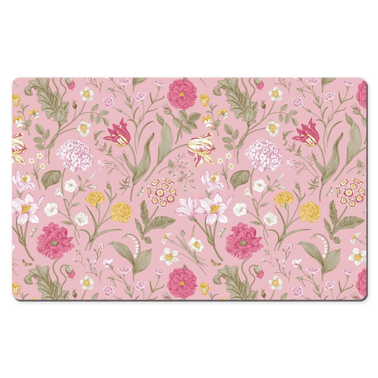 Pink Floral Desk Mat Cottage Garden Flowers