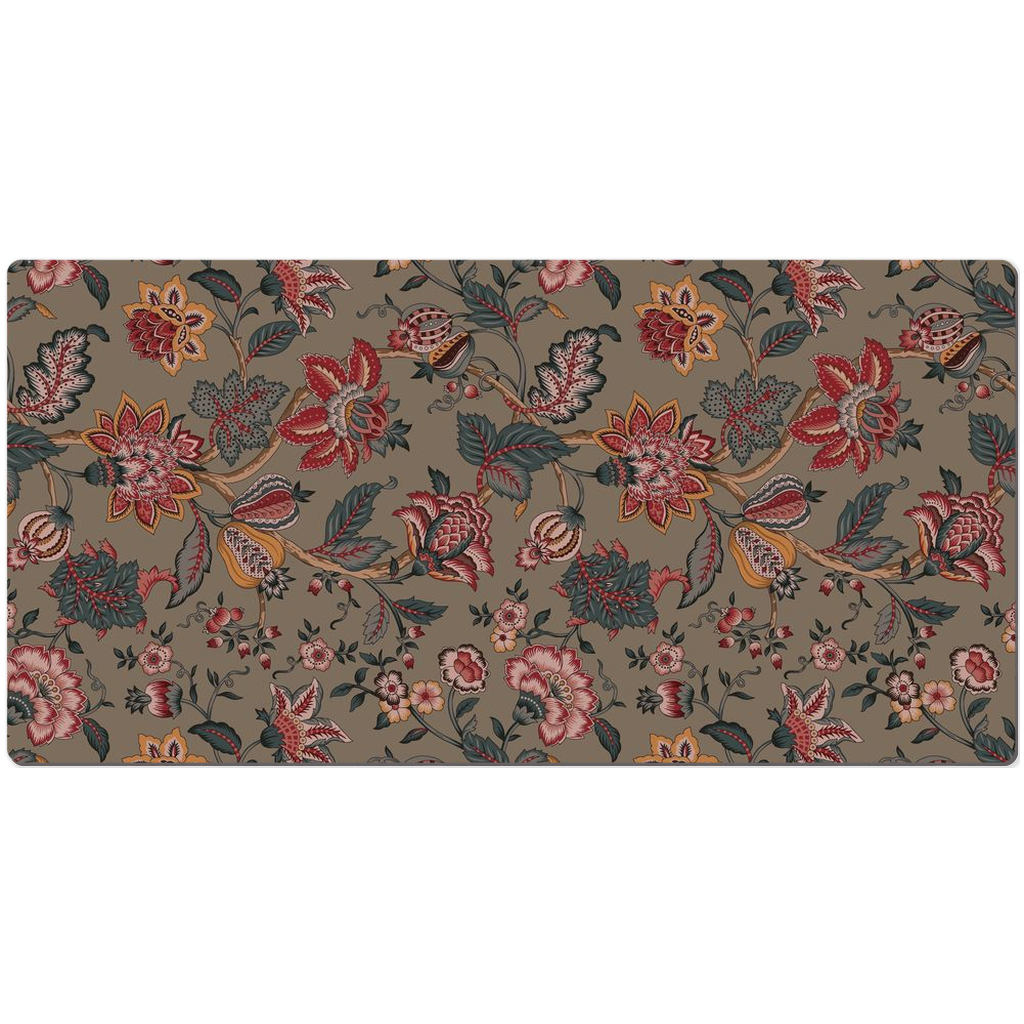 Highclere Chintz Desk Mat Dark Green Red Floral