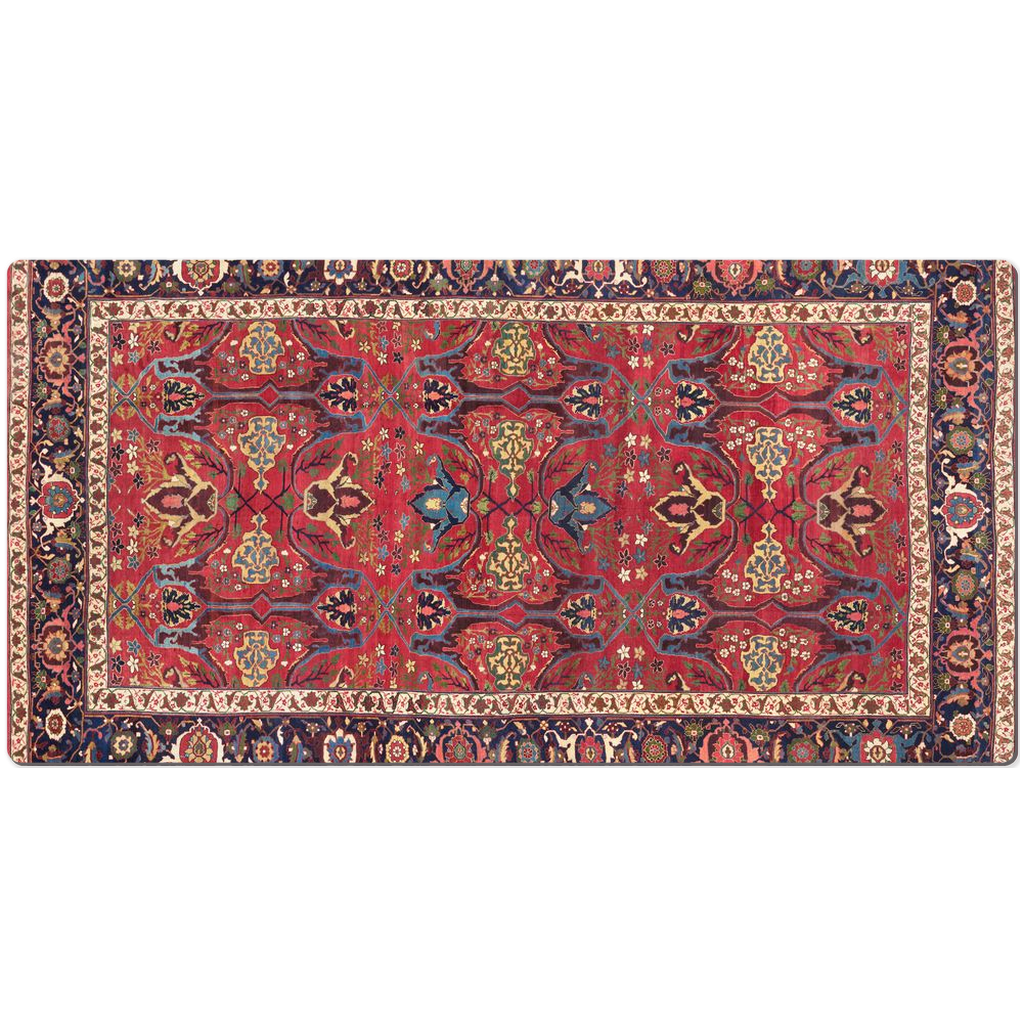 Bijar Persian Desk Mat Antique Burgundy Red