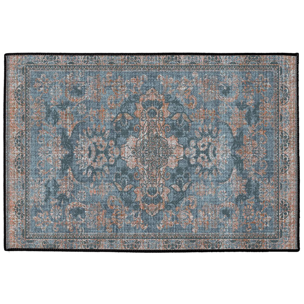 Persepolis Persian Indoor/Outdoor Floor Mat Antique Blue Rust