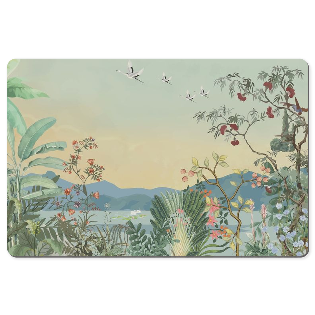 Magical Landscape Desk Mat Bird Jungle Sunset