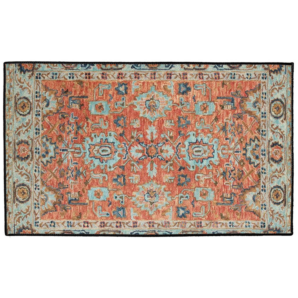 Zeeba Persian Indoor/Outdoor Floor Mat Blue Coral