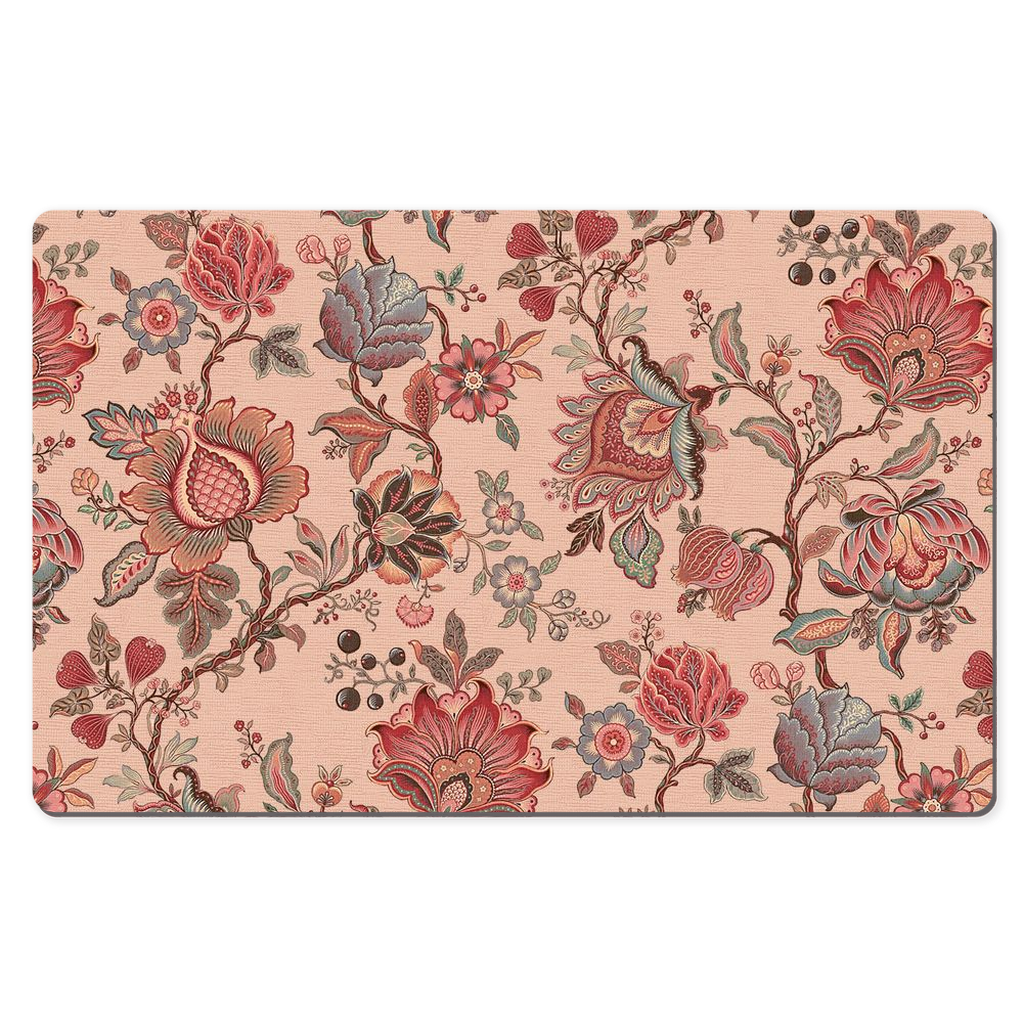 Malay Chintz Desk Mat Dark Forest Pink Red Floral