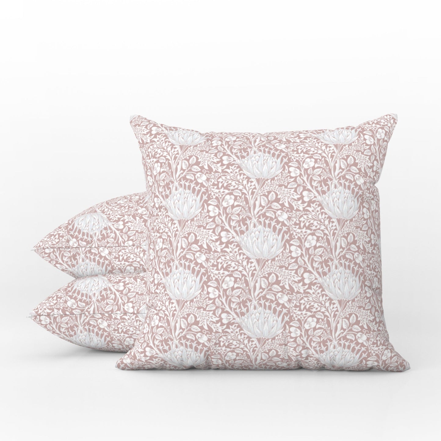 William Morris Outdoor Pillows Dusty Rose Artichoke
