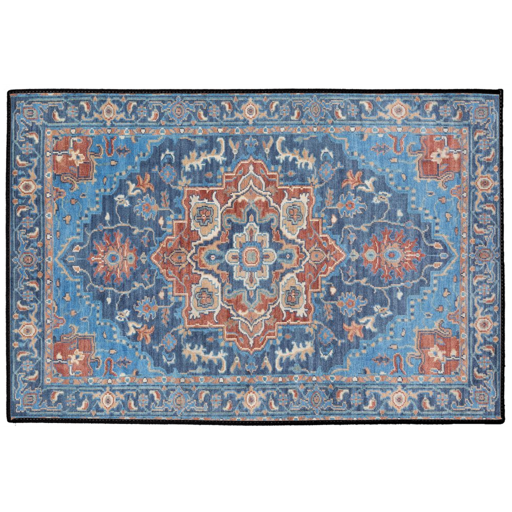 Miletus Persian Indoor/Outdoor Floor Mat Antique Blue Red