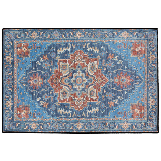 Miletus Persian Indoor/Outdoor Floor Mat Antique Blue Red