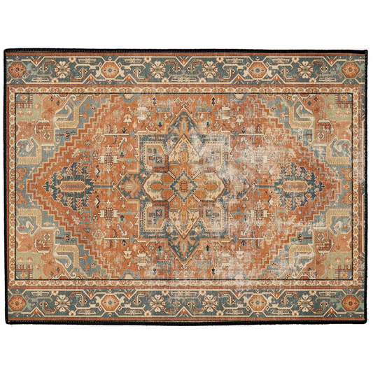 Parsa Persian Indoor/Outdoor Floor Mat Antique Bronze Spice Blue