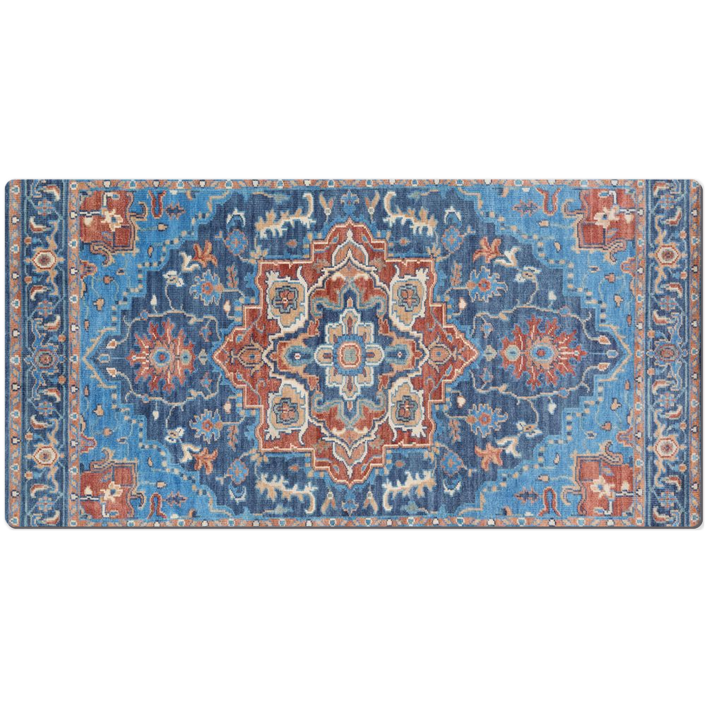 Miletus Persian Desk Mat Antique Blue Red