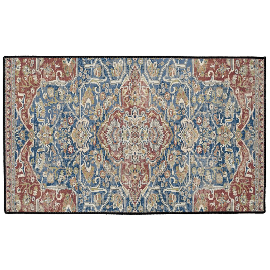 Mandana Persian Indoor/Outdoor Floor Mat Faded Blue Red