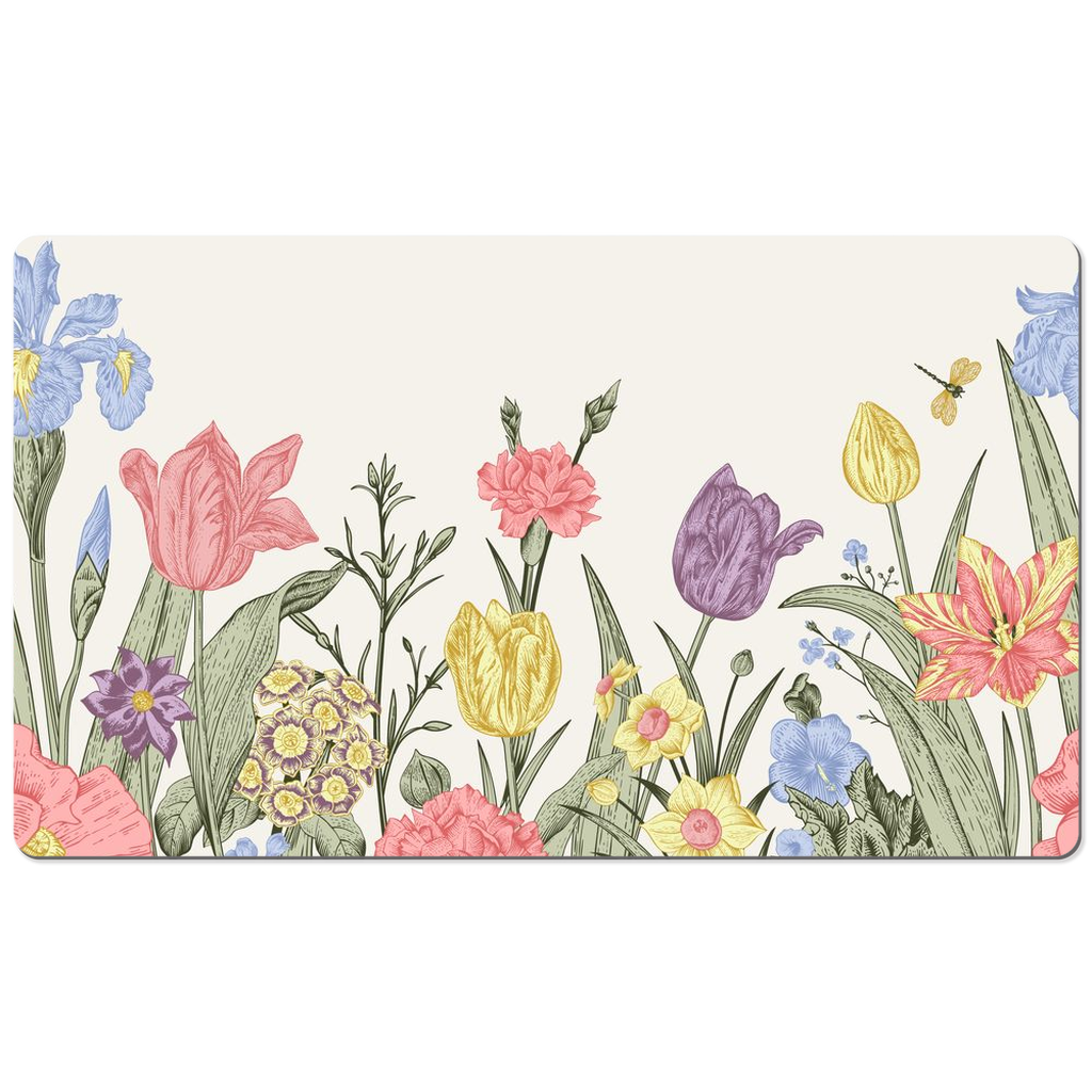 Spring Flowers Desk Mat Pastel Floral