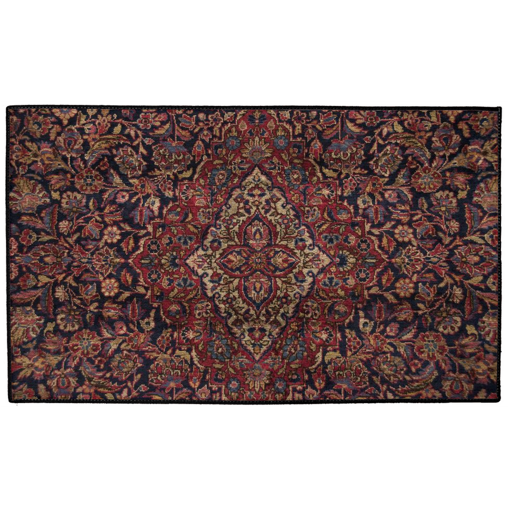 Shahbanu Persian Indoor/Outdoor Floor Mat Antique Black Burgundy