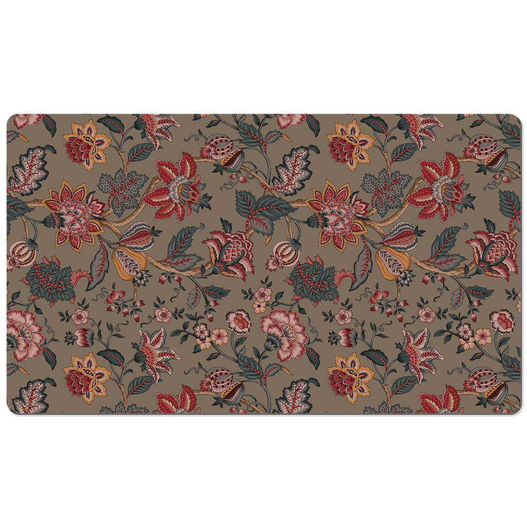 Highclere Chintz Desk Mat Dark Green Red Floral