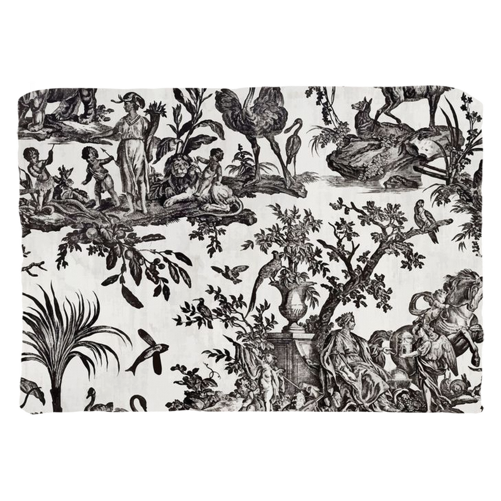 Toile de Jouy Cotton Pillows Antique Black