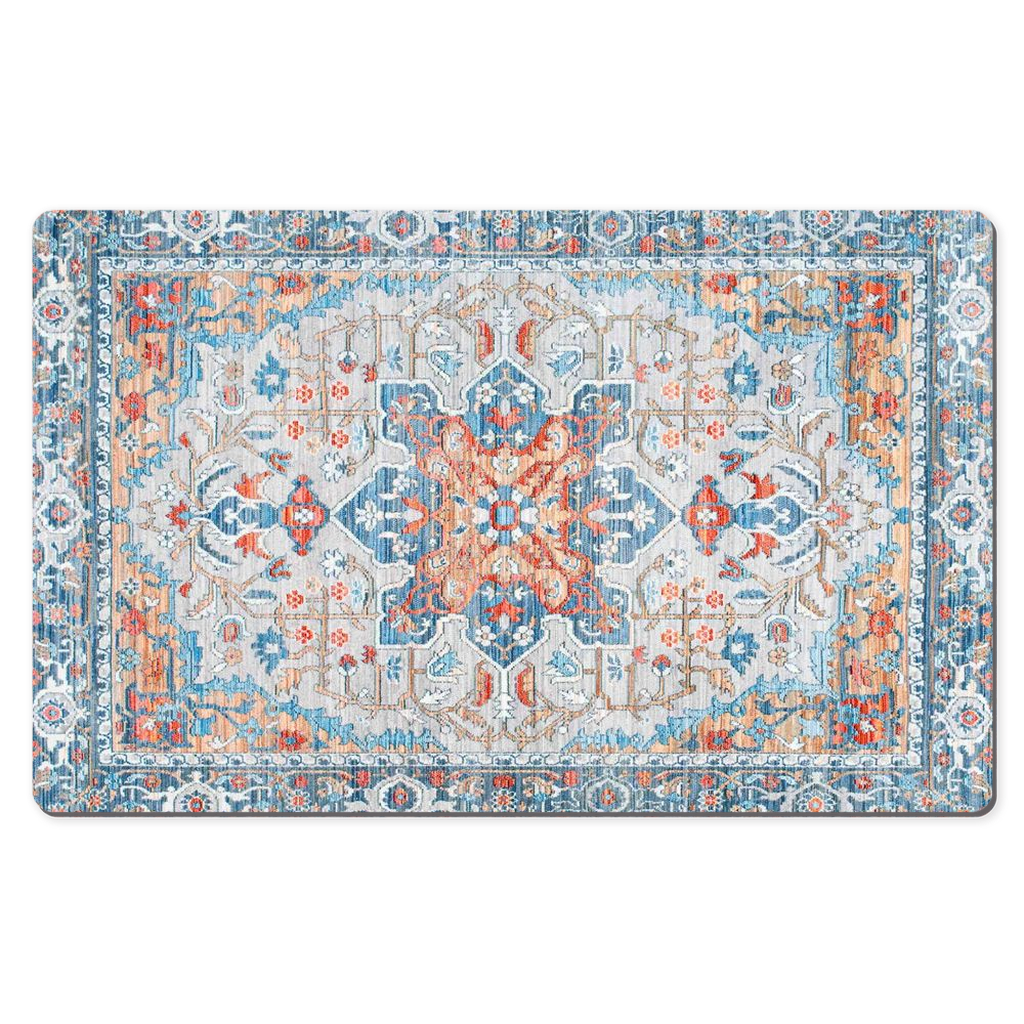 Tabriz Persian Desk Mat Powder Blue Terracotta