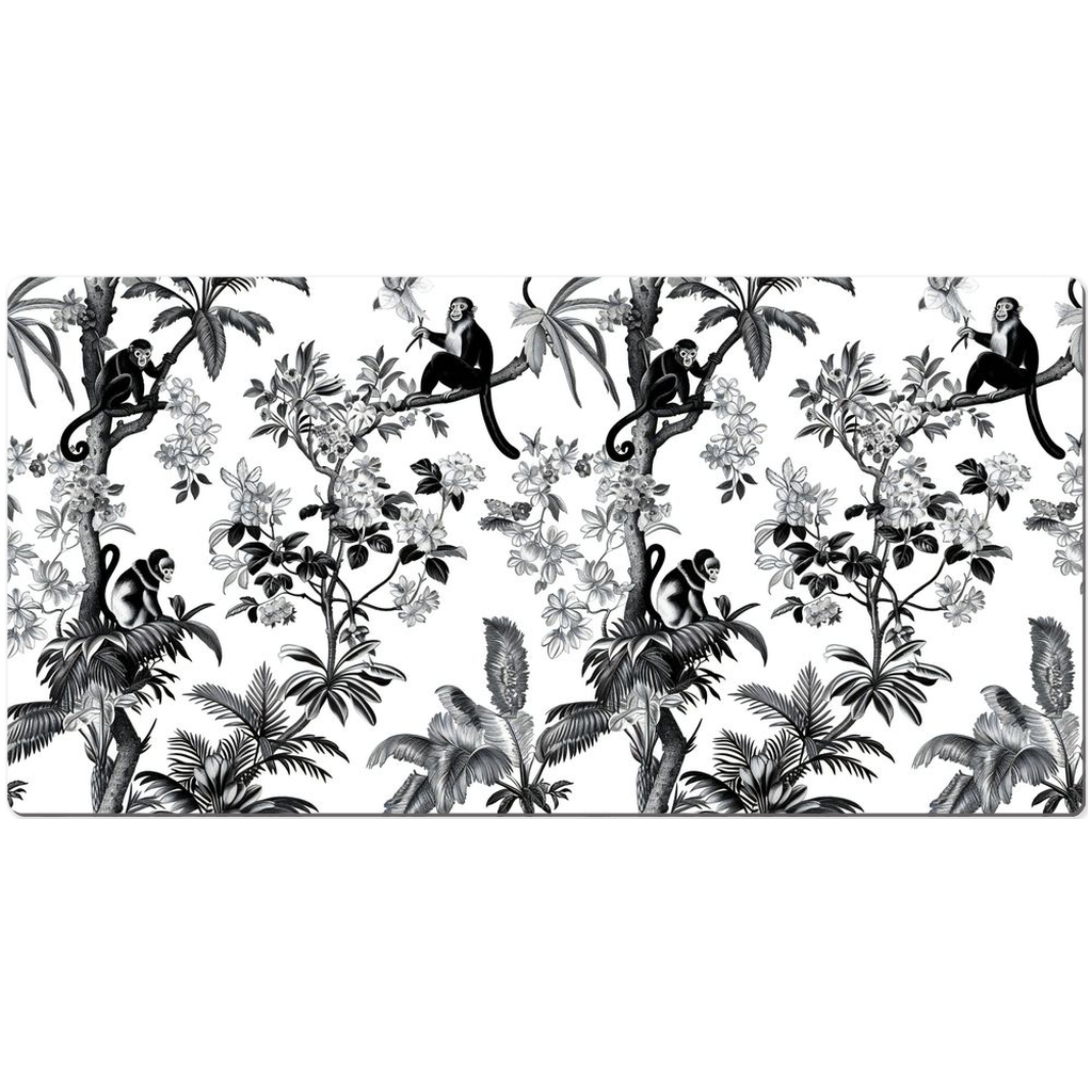 Monkey Jungle Desk Mat Black Toile de Jouy