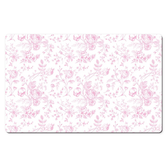 Vintage Roses Desk Mat Pink Toile de Jouy Floral