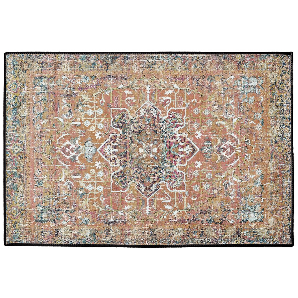 Zohreh Persian Indoor/Outdoor Floor Mat Faded Terracotta Spice