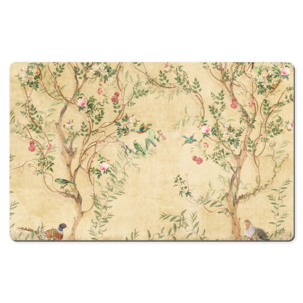 Chinoiserie Desk Mat Magical Bird Garden Cream Rose