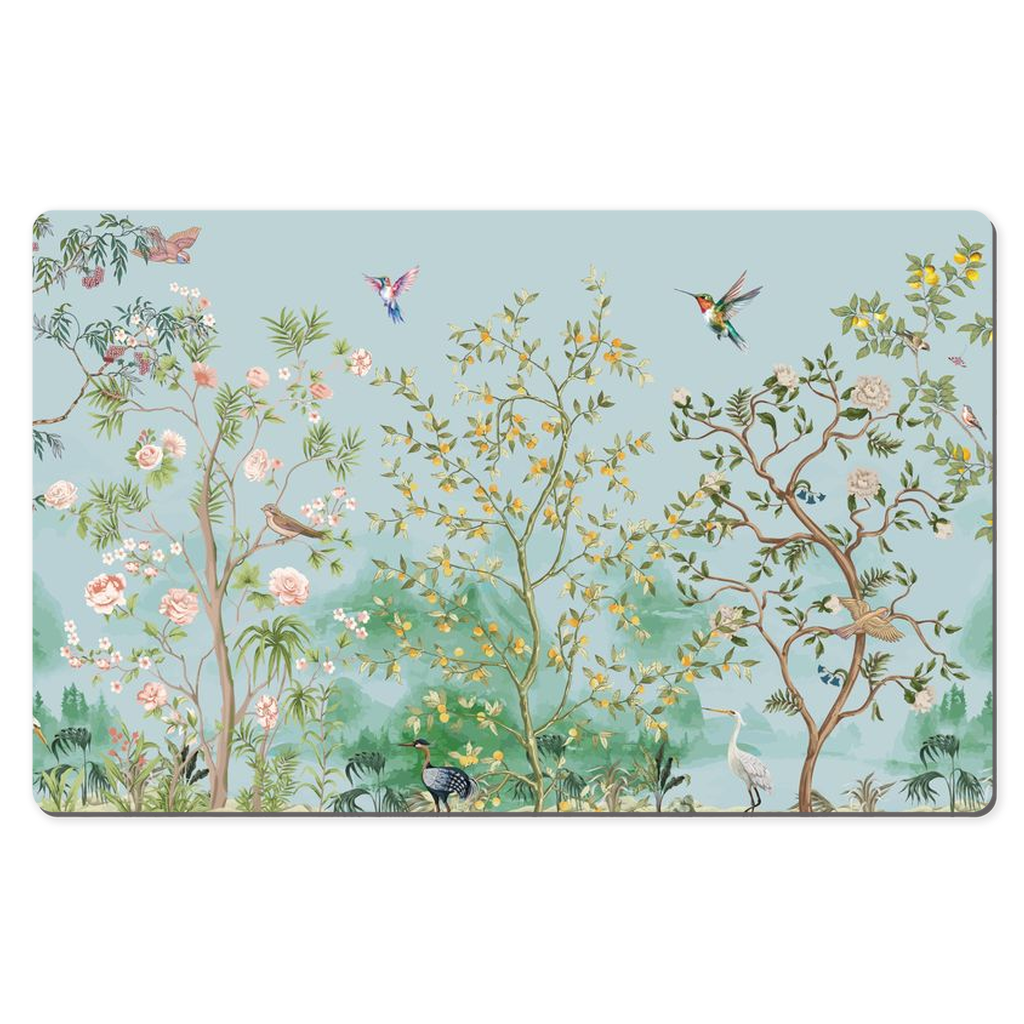 Chinoiserie Desk Mat Blue Asian Fresco Garden