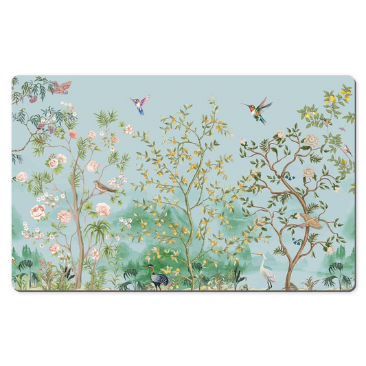 Chinoiserie Desk Mat Blue Asian Fresco Garden