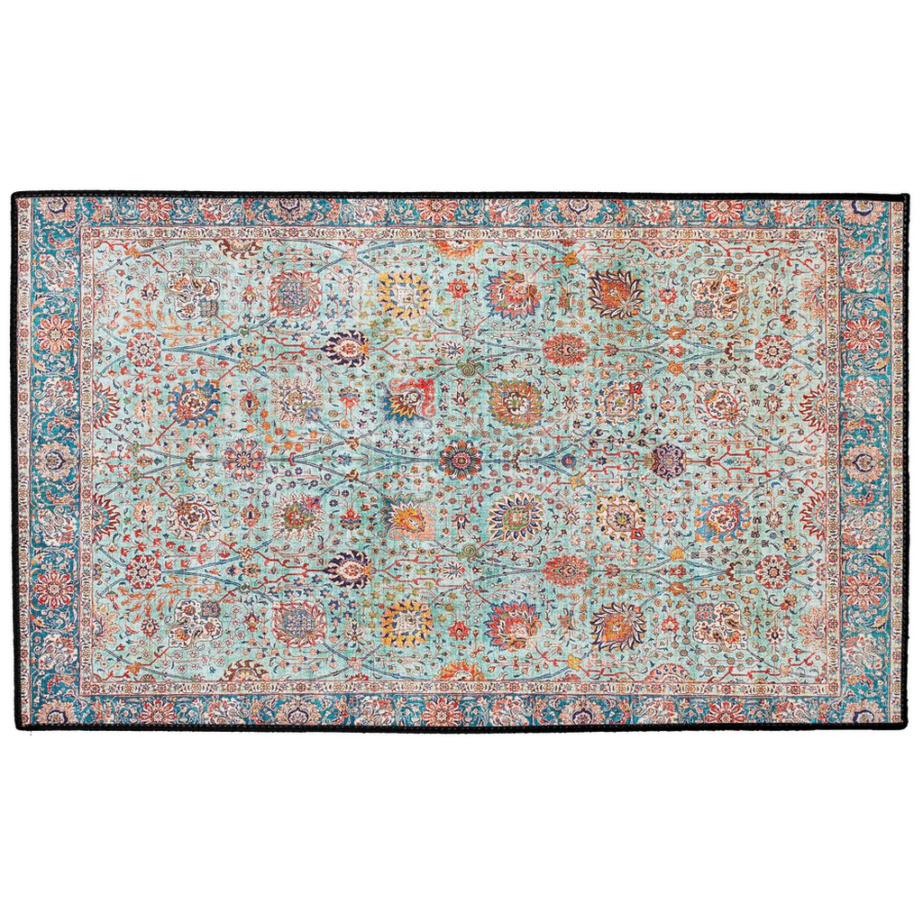 Zahra Persian Indoor/Outdoor Floor Mat Antique Aqua Blue