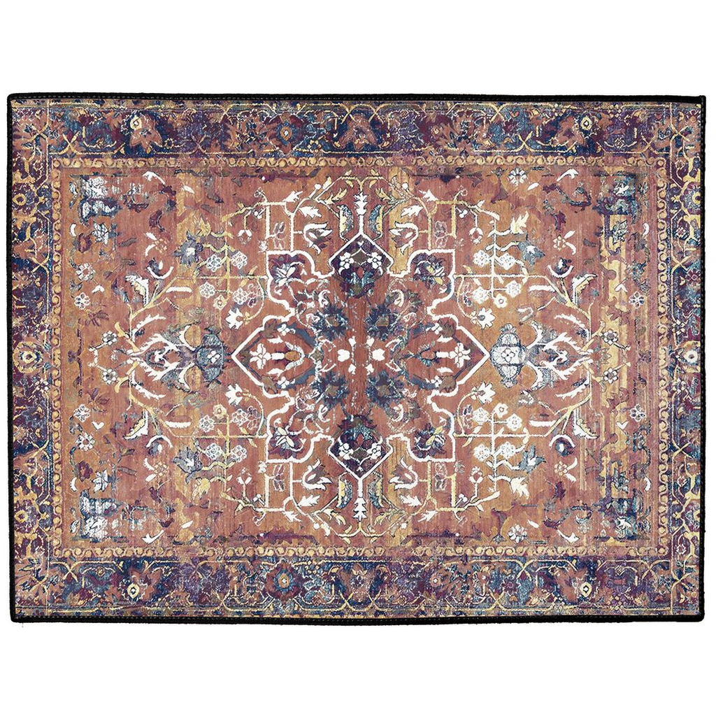 Isfahan Persian Indoor/Outdoor Floor Mat Antique Bronze Plum Spice