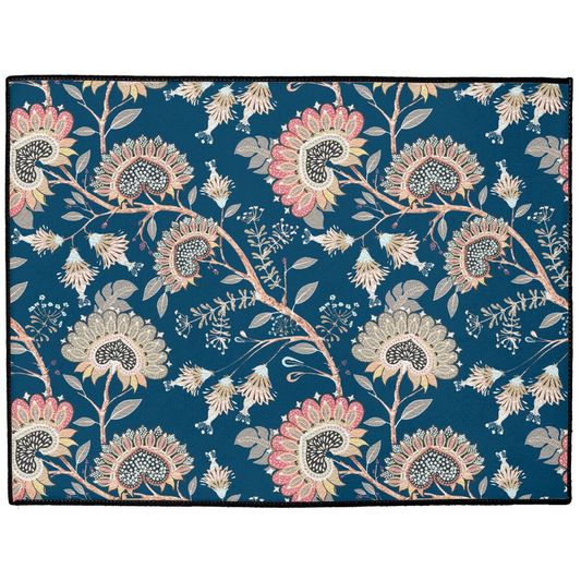 Grosvenor Chintz Indoor/Outdoor Floor Mat Blue Pink Floral