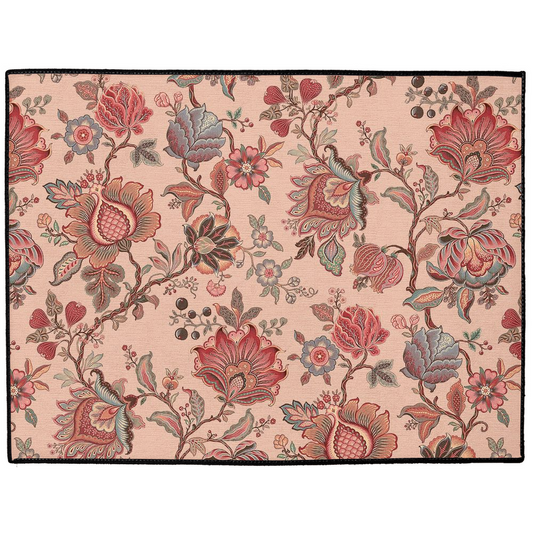 Malay Chintz Indoor/Outdoor Floor Mat Rose Red Floral