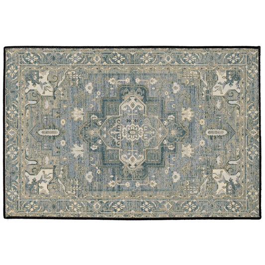 Mahsa Persian Indoor/Outdoor Floor Mat Antique Gray Cream