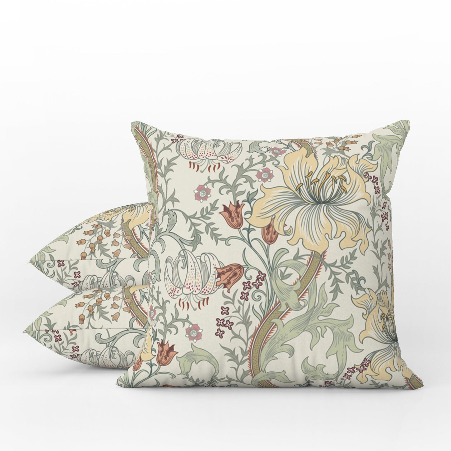 William Morris Outdoor Pillows Enchanted Golden Lily Light Sage Green