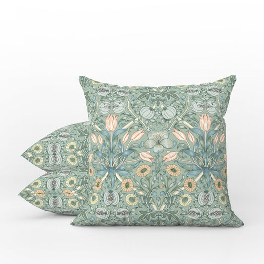 William Morris Outdoor Pillows Duck Egg Sage Floral