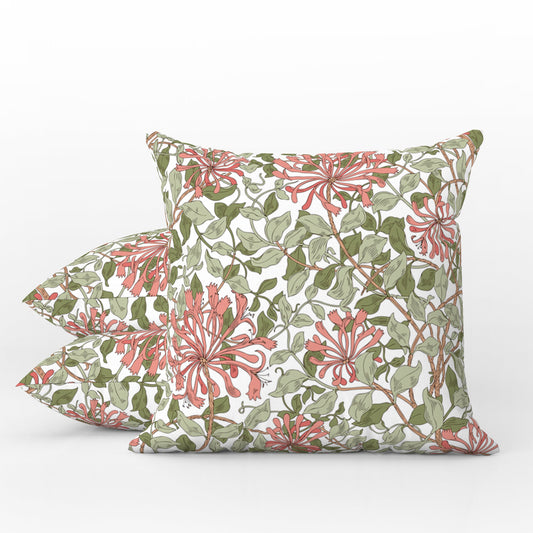 Honeysuckle Outdoor Pillows William Morris Pink Green