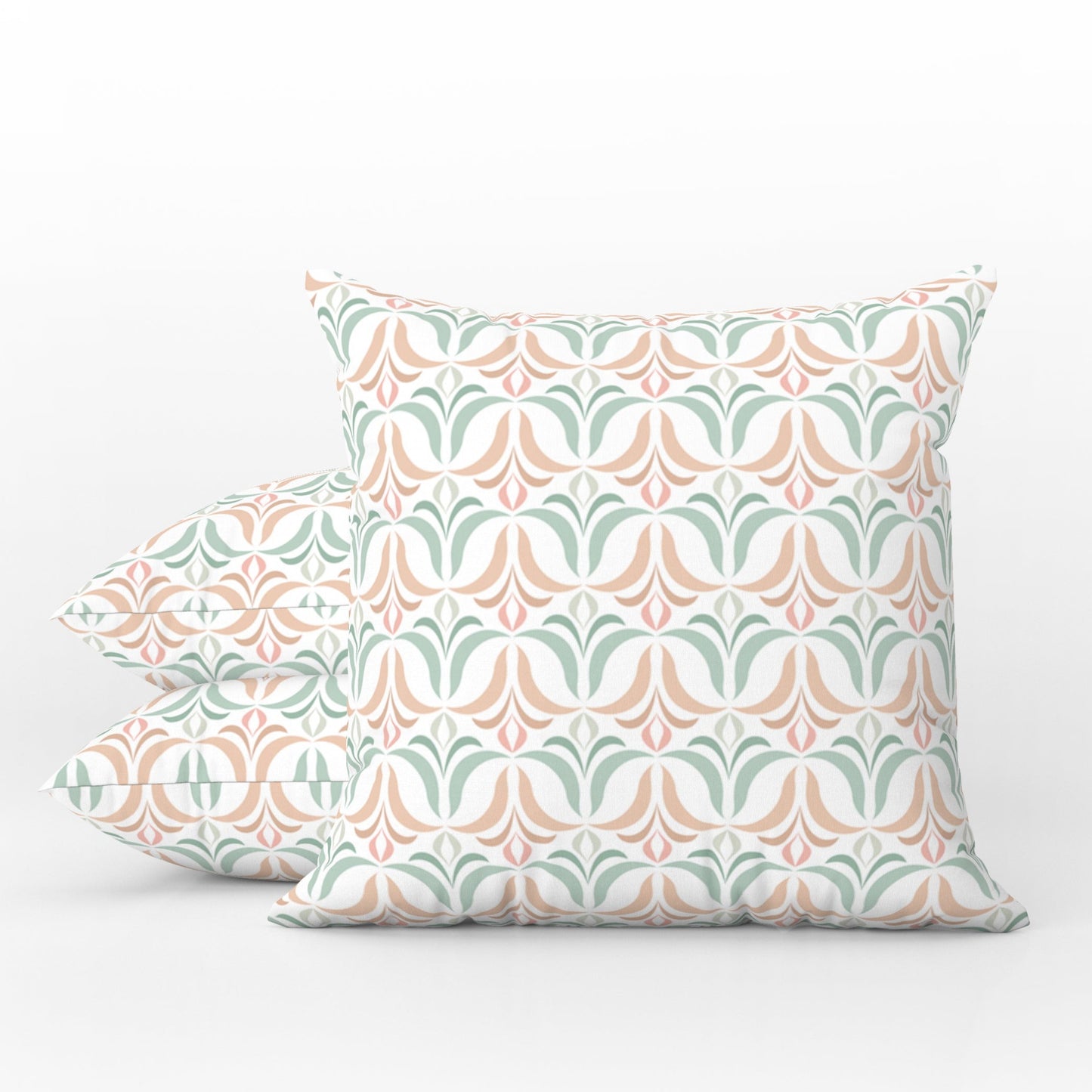 Retro Floral Outdoor Pillows Pink Mint
