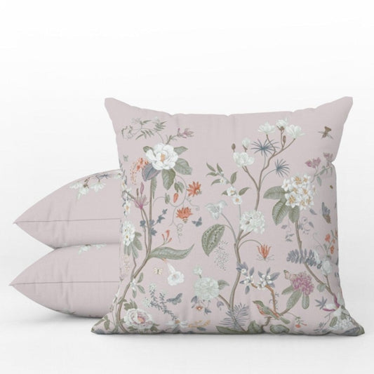 Chinoiserie Floral Outdoor Pillows Light Pink