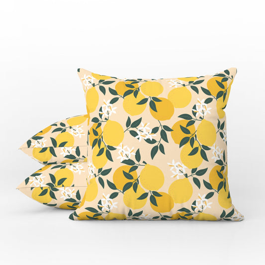 Sicilian Outdoor Pillows Yellow Lemons