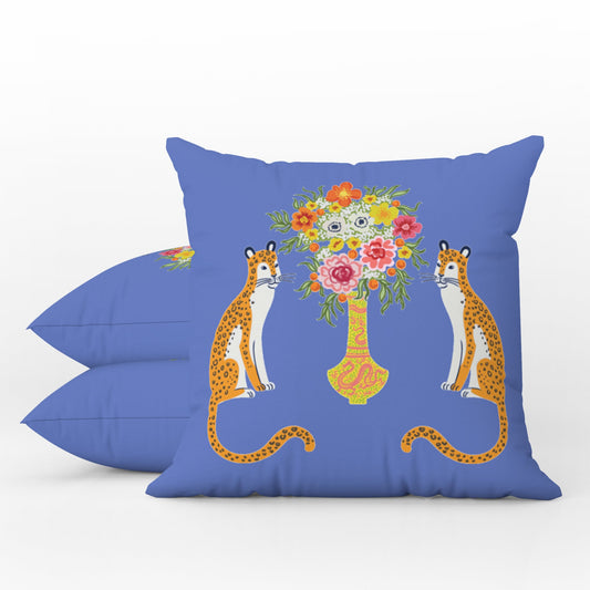 Asiatic Outdoor Pillows Chinoiserie Indigo Cheetah