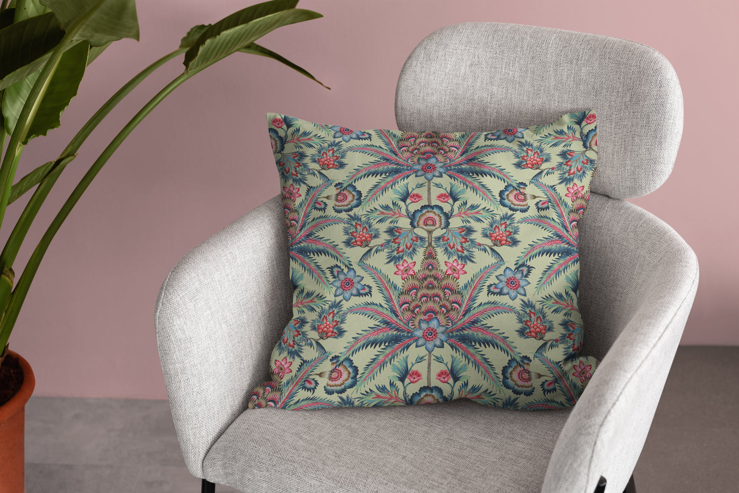 Les Palmiers Outdoor Pillows Sage Green Pink
