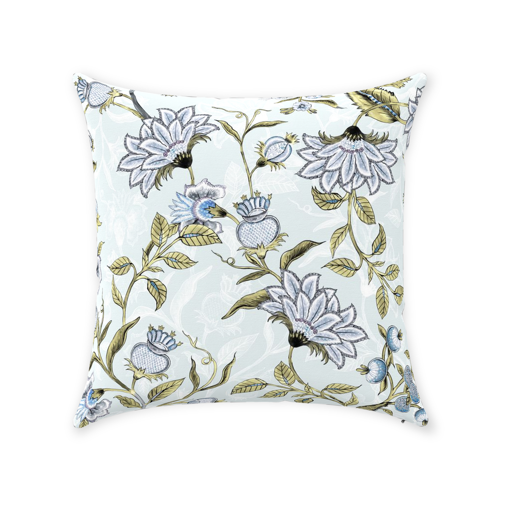 Margot Chintz Cotton Pillow Cover Light Blue Floral