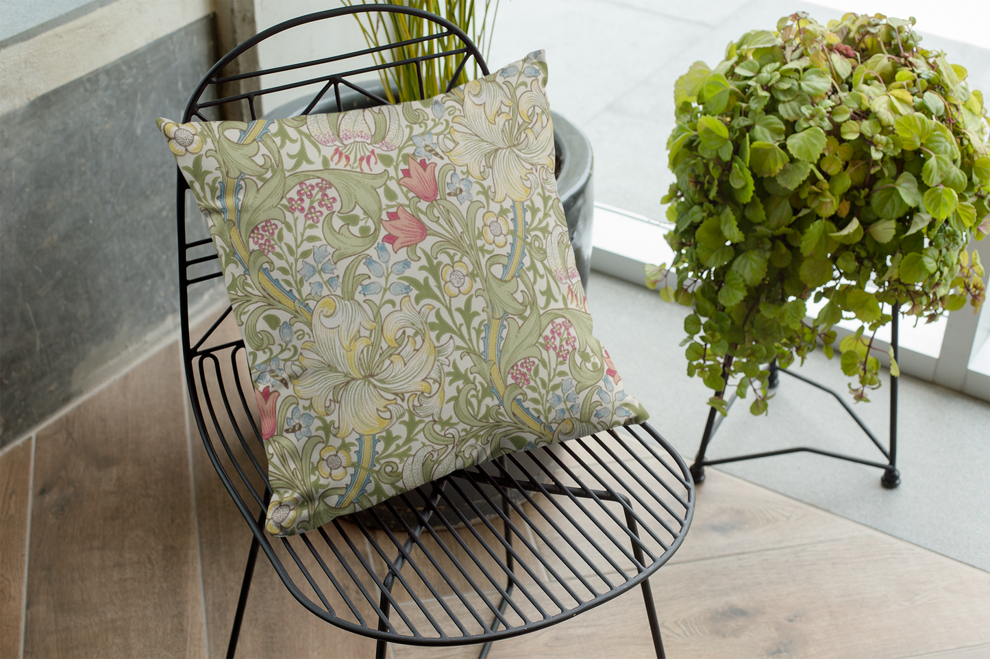 Golden Lily Outdoor Pillows William Morris Green & Red