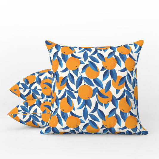 Mediterranean Outdoor Pillows Blue Oranges
