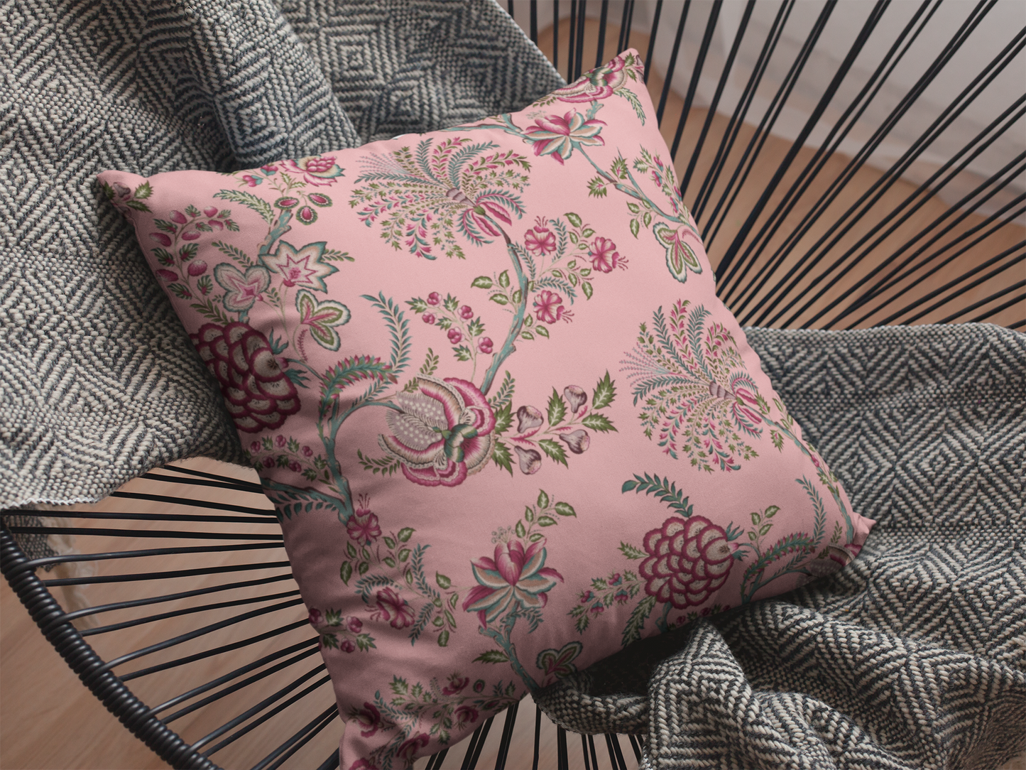 Chintz Cotton Pillows Pink Rose