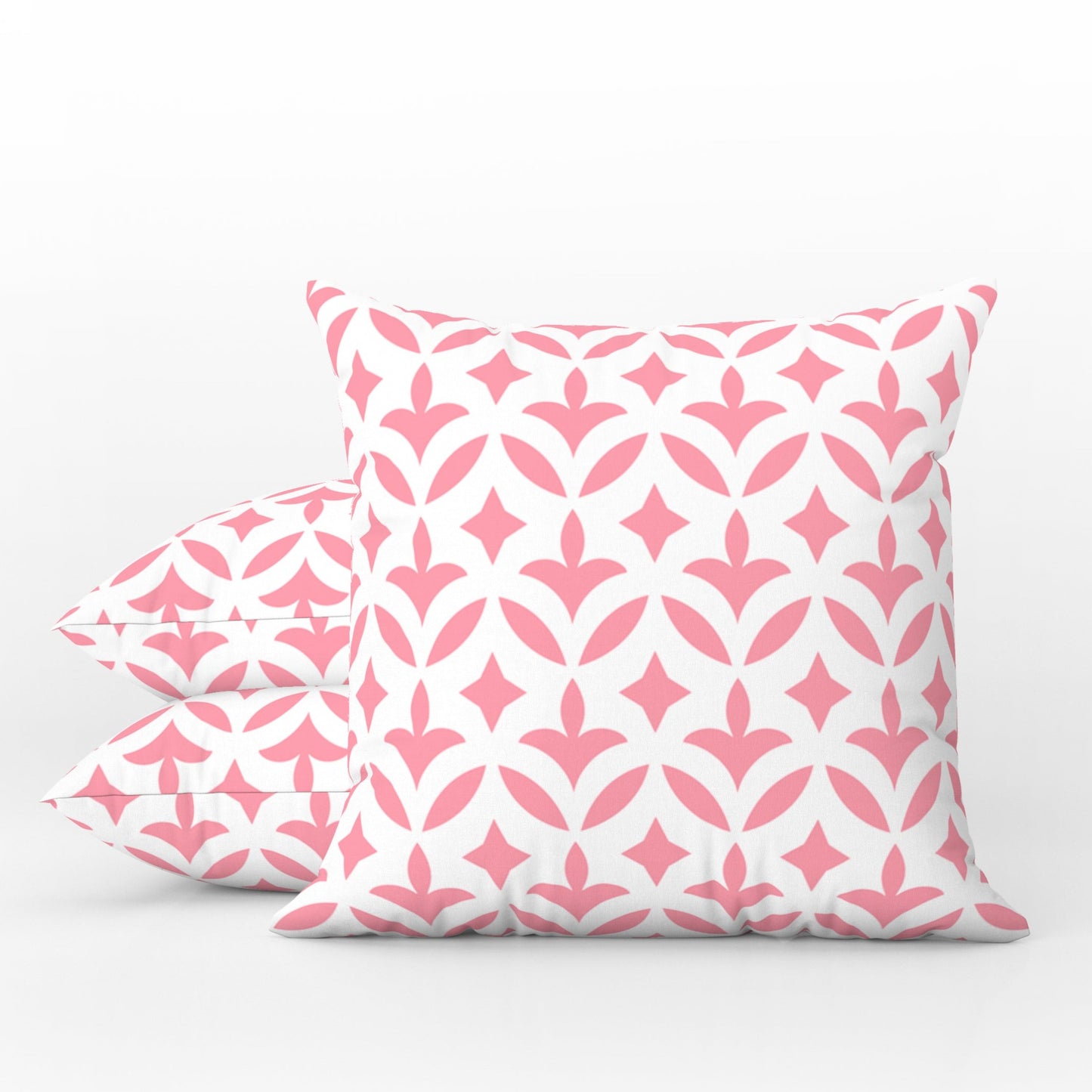 Retro Floral Outdoor Pillows Pink & White