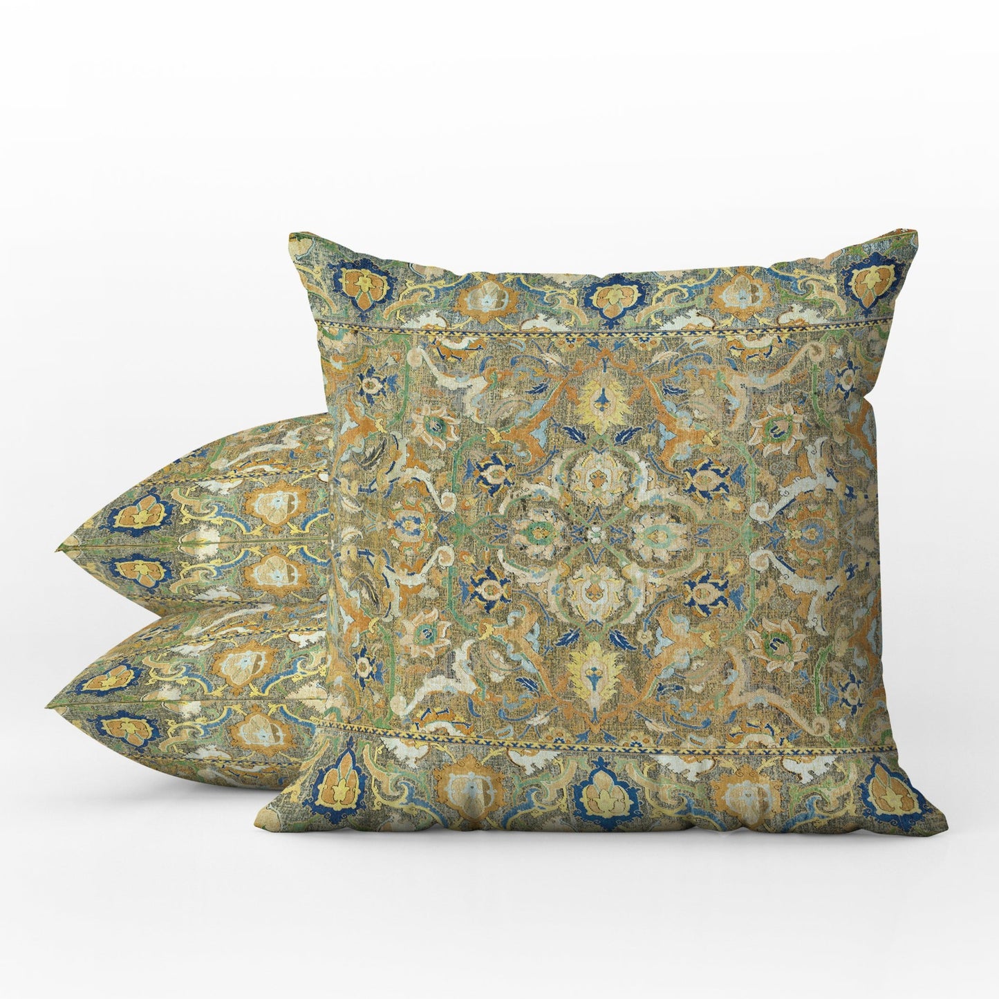 Polonaise Persian Outdoor Pillows Golden Sage Green